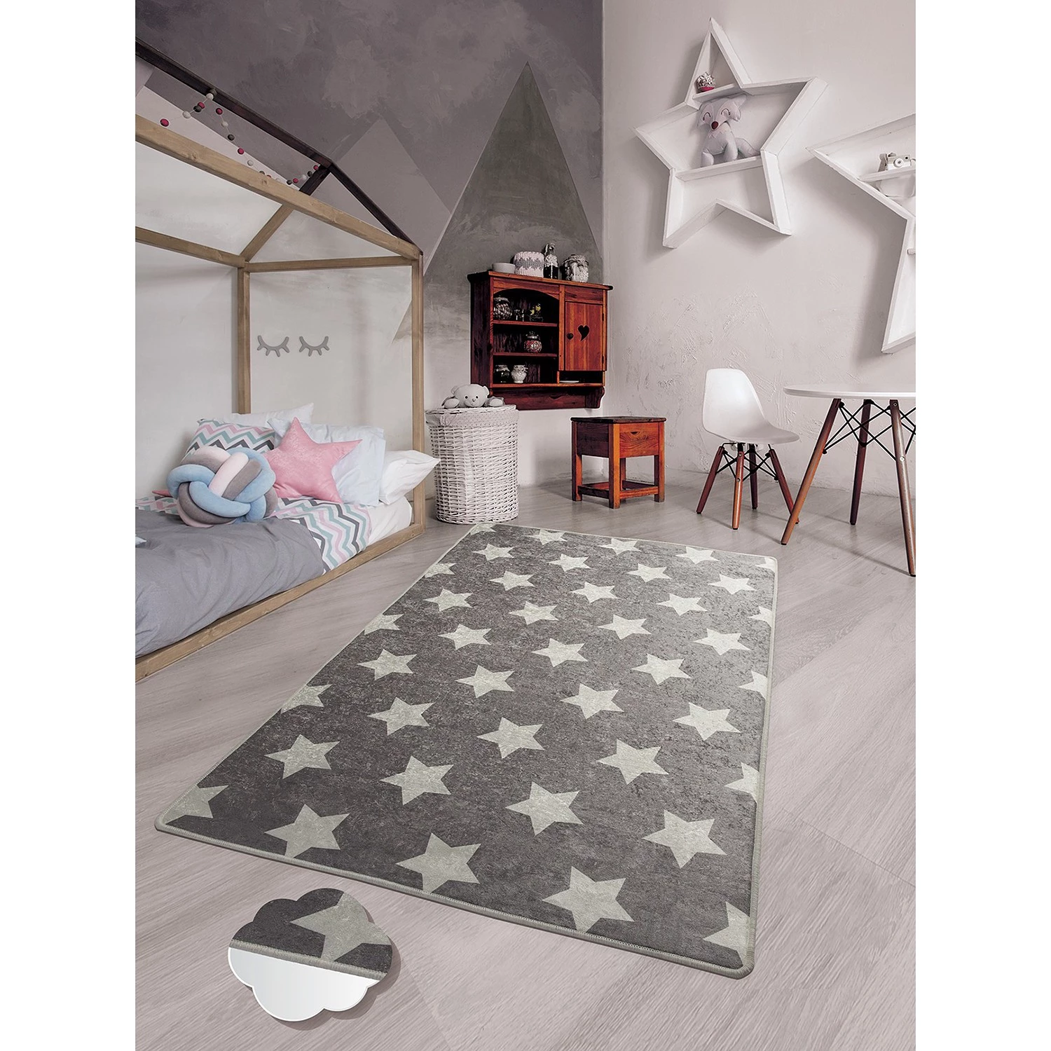 Top Square Tapis enfant Yildiz - Velours - Gris 2 Top Square Tapis enfant Yildiz - Velours - Gris – Image 2