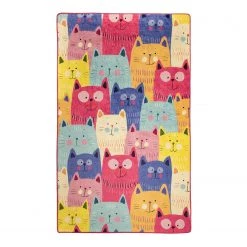 Top Square Tapis enfant Cats - Velours - Multicolore - 140 x 190 cm