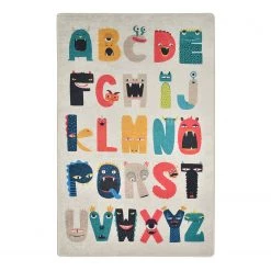 Top Square Tapis enfant Monsters - Velours - Multicolore - 140 x 190 cm