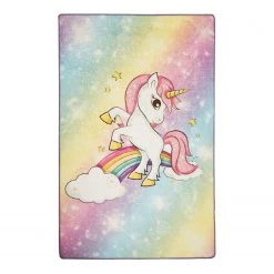 Top Square Tapis enfant Unicorn - Velours - Multicolore - 140 x 190 cm