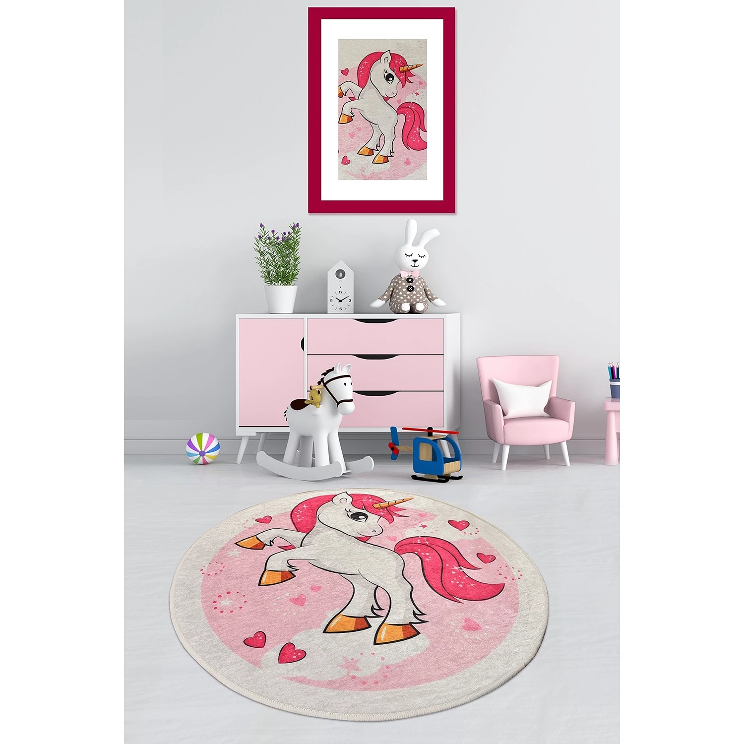 Top Square Tapis enfant Poni - Velours / Polyester - Rose 2 Top Square Tapis enfant Poni - Velours / Polyester - Rose – Image 2