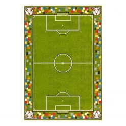 Hanse Home Tapis enfant Soccer Pitch - Polypropylène thermobouclé - Vert / Blanc - 200 x 290 cm