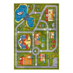 Hanse Home Tapis enfant Urban Street - Polypropylène thermobouclé -Vert - 160 x 230 cm