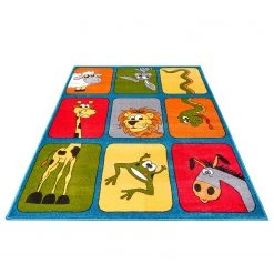 Hanse Home Tapis enfant Zoo Buddies - Polypropylène thermobouclé - Bleu - 120 x 170 cm -Tapis enfant Soldes 1000360974 220726 030 DETAILS P000000001000360974