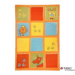 THEKO die markenteppiche Tapis pour enfant Maui - Animaux aux fenêtres - 100 x 160 cm